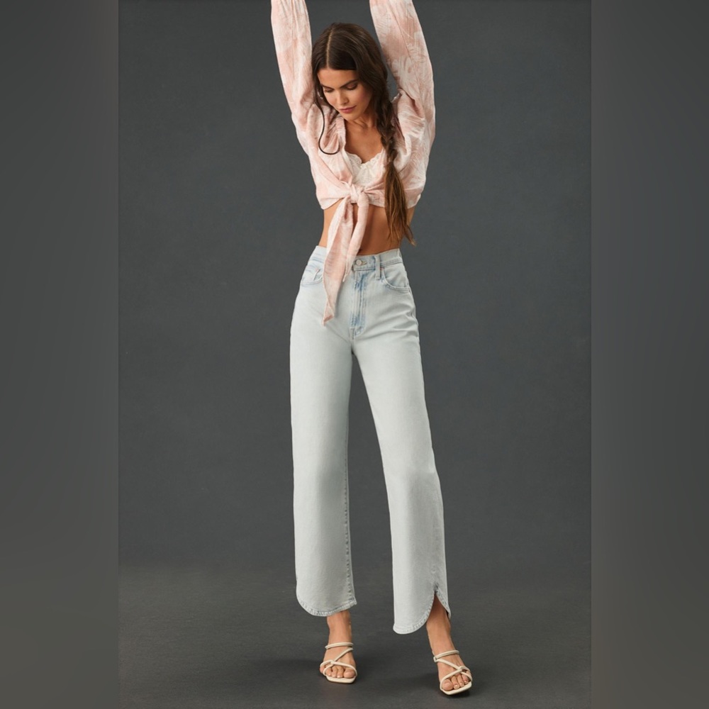 MOTHER Light Wash Tulip Hem Straight Jeans